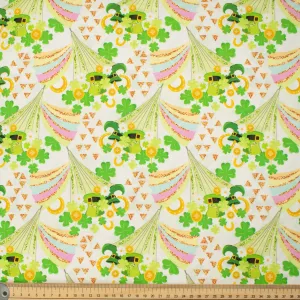 Abstract & Novelty Collection Green St. Patrick's Day & Gold Triangle Cotton Prints