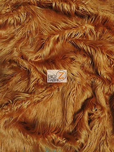 Amber Solid Gorilla Animal Long Pile Faux Fur Fabric / Sold By The Yard