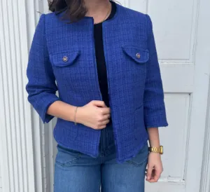 Bariloche - 3/4 Sleeve Collarless Blazer in Royal Blue