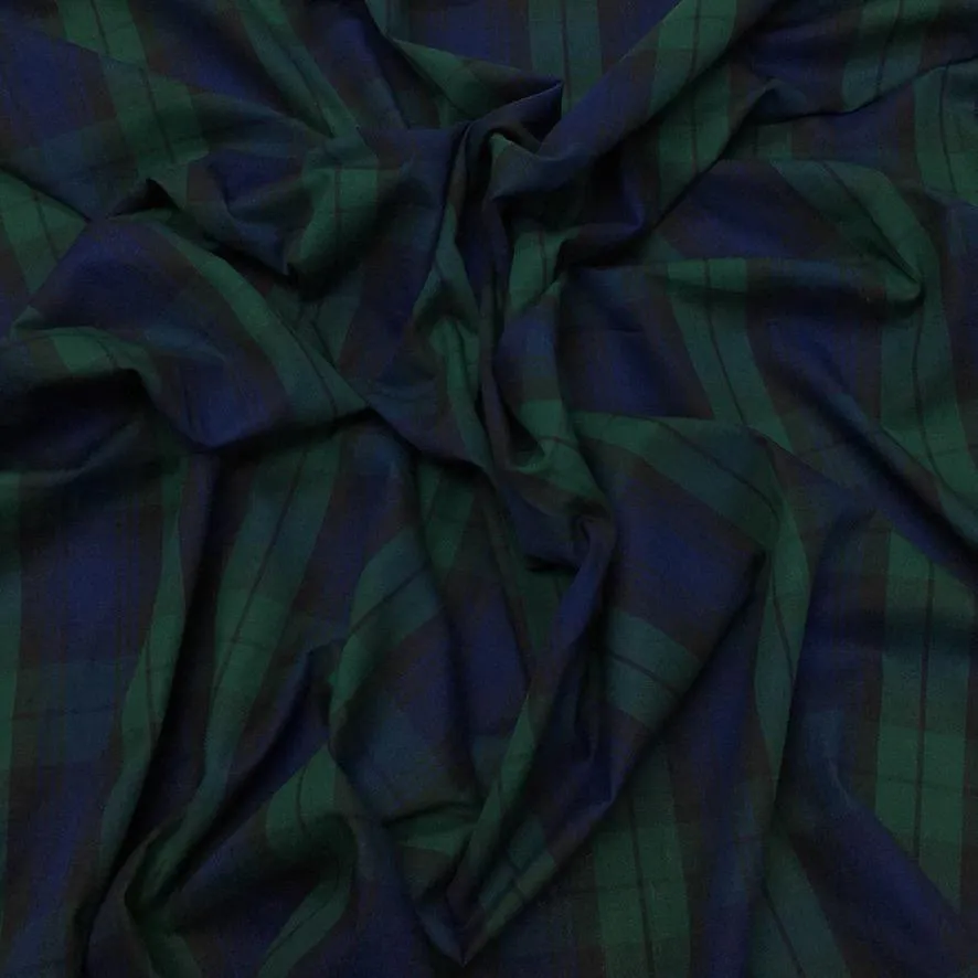 Blue and Green Tartan Cotton Fabric