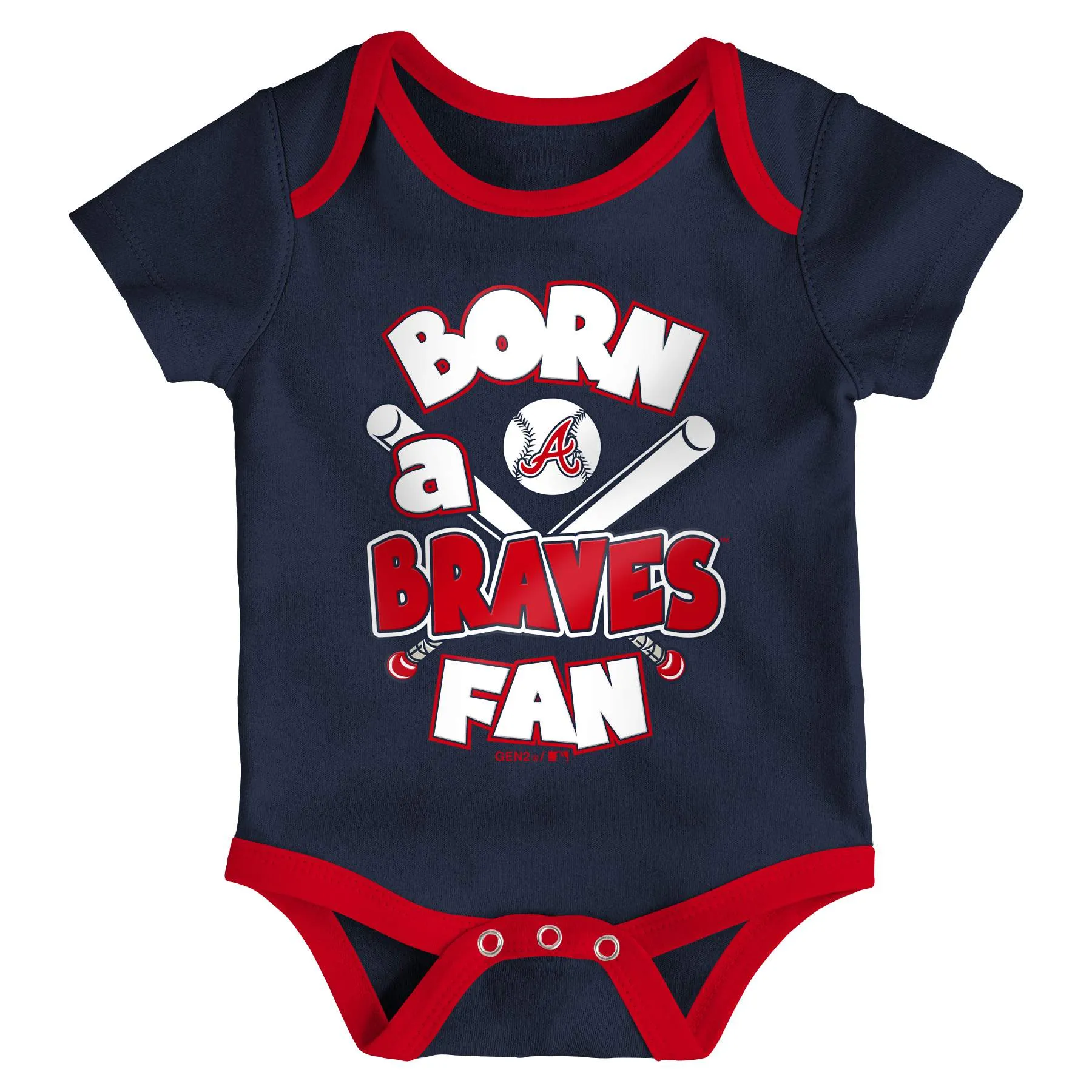 Braves Baseball Fan 3 Pack Bodysuit Set