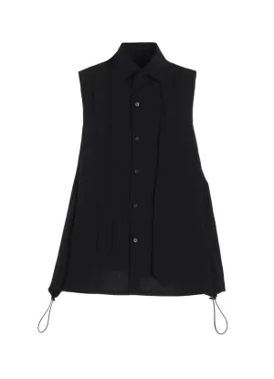 BROAD R-SLEEVELESS TIE BLOUSE