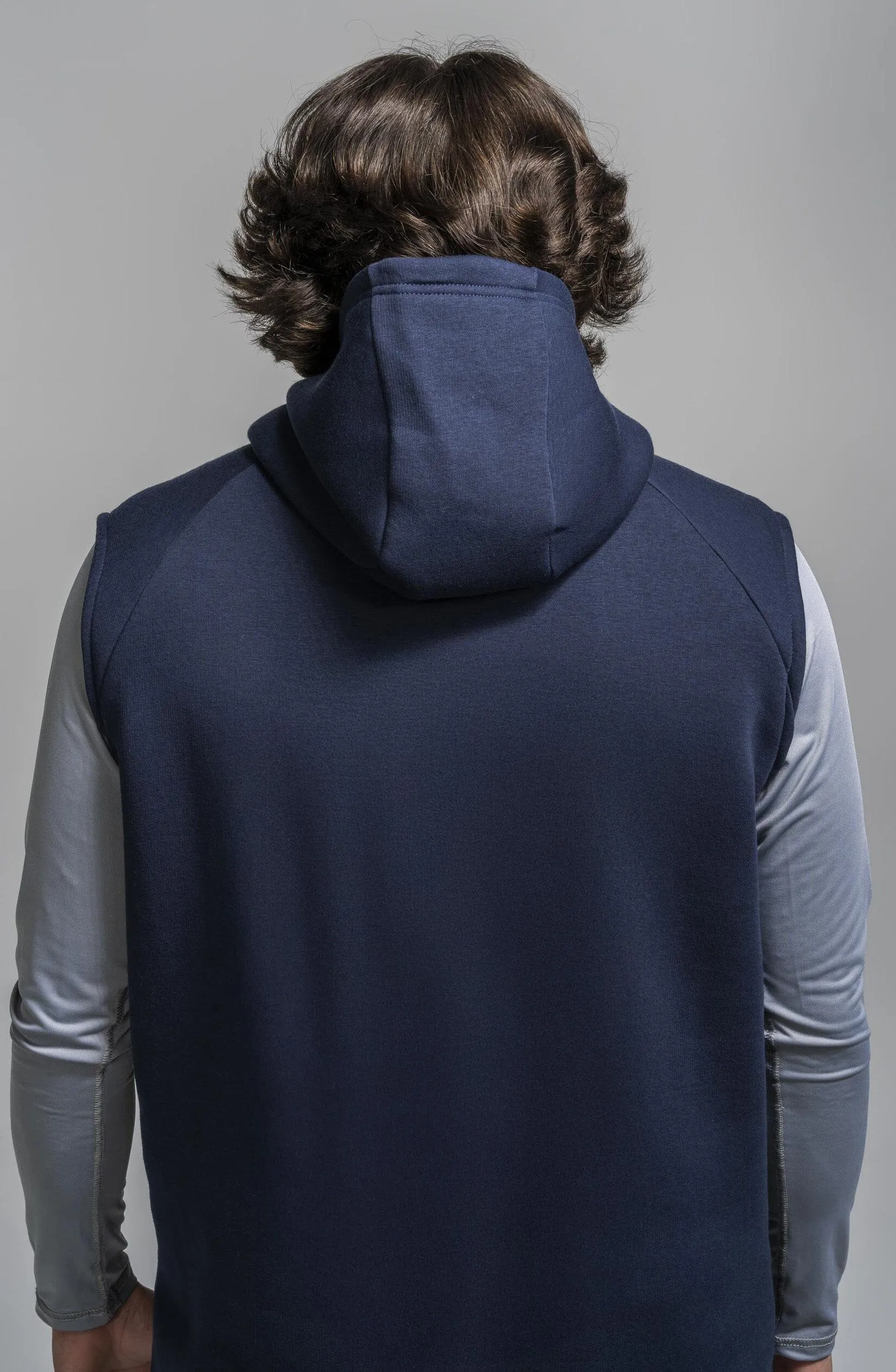 BRUCE BOLT "BOLT" Sleeveless Hoodie - NAVY w/ Navy Bolt