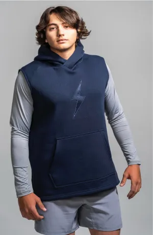 BRUCE BOLT "BOLT" Sleeveless Hoodie - NAVY w/ Navy Bolt