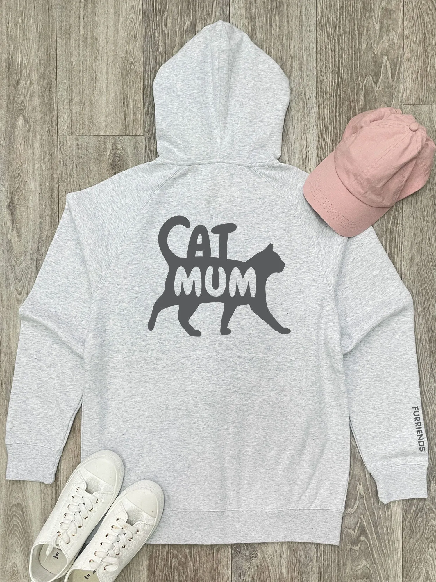 Cat Mum Silhouette Zip Front Hoodie