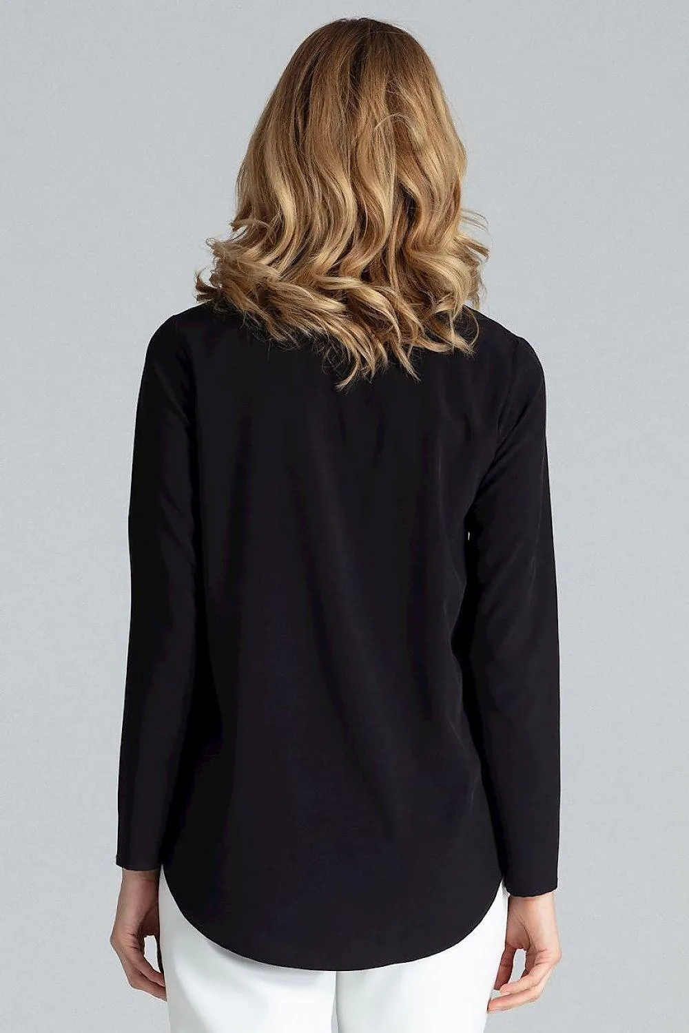 Chic Stand-Up Collar Snap Blouse for Timeless Elegance