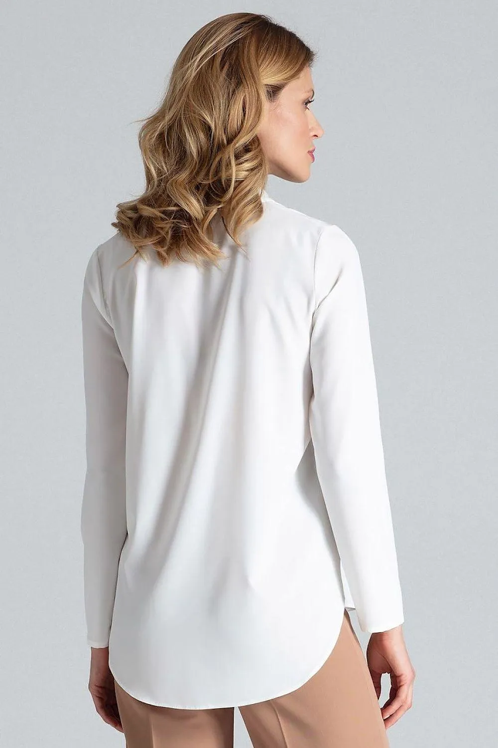 Chic Stand-Up Collar Snap Blouse for Timeless Elegance