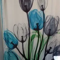 Colorful Tulip Flowers Shower Curtain Sets with Non-Slip Rugs Toilet Lid Cover and Bath Mat Waterproof Shower Curtain Set