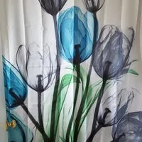 Colorful Tulip Flowers Shower Curtain Sets with Non-Slip Rugs Toilet Lid Cover and Bath Mat Waterproof Shower Curtain Set