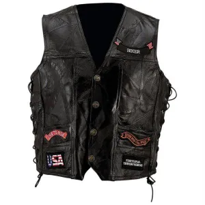 Diamond Plate Rock Design Genuine Buffalo Leather Vest- 5x