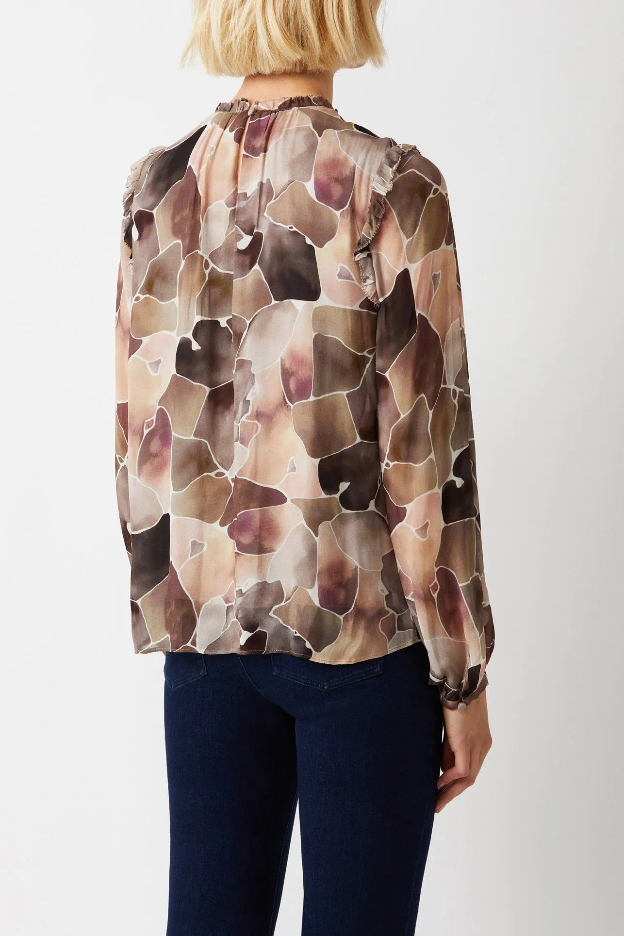 Ecru Designs High Neck Long Sleeve Multi Print Viscose Top