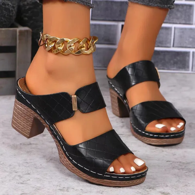 Elegant Open Toe Chunky Heel Sandals for Women