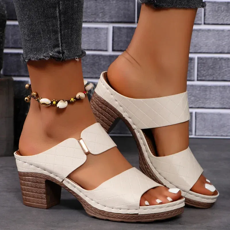 Elegant Open Toe Chunky Heel Sandals for Women