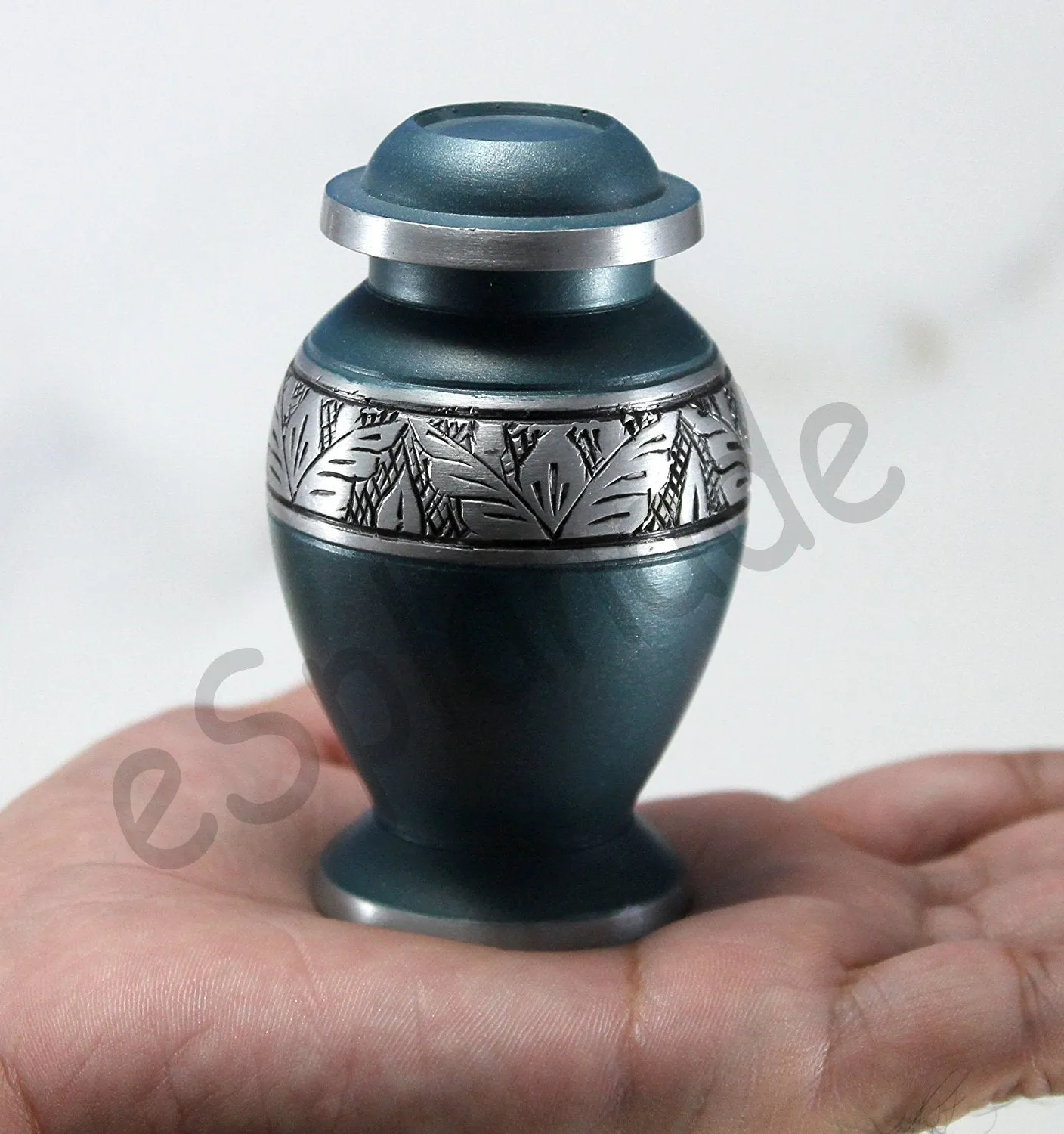 Esplanade Metal Mini Cremation Urn Navy Blue 3 Inch Keepsake