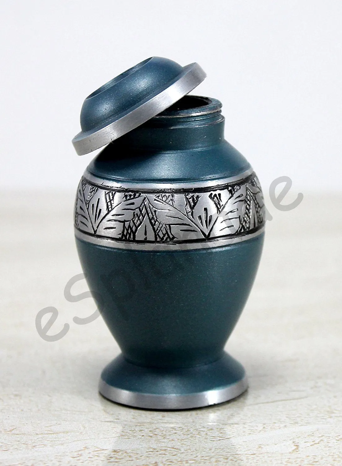 Esplanade Metal Mini Cremation Urn Navy Blue 3 Inch Keepsake