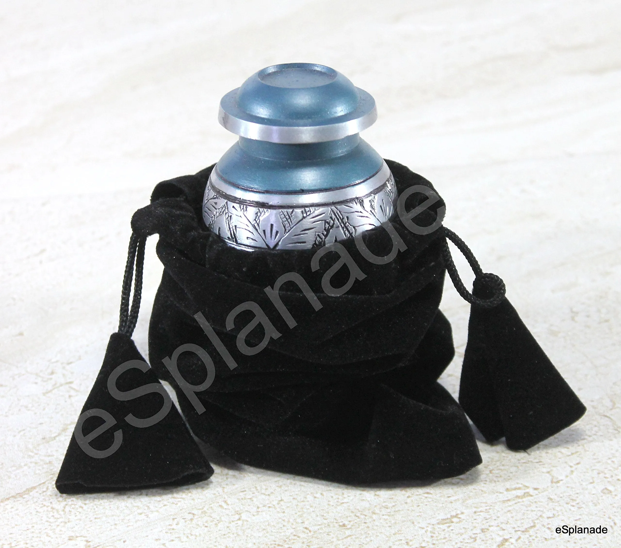 Esplanade Metal Mini Cremation Urn Navy Blue 3 Inch Keepsake