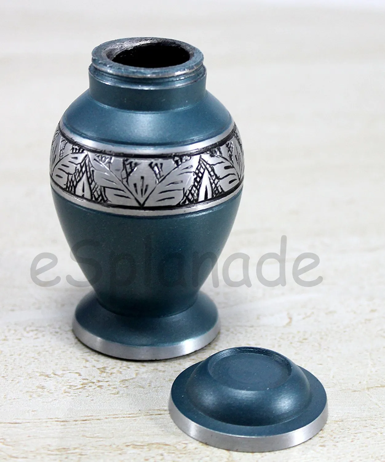 Esplanade Metal Mini Cremation Urn Navy Blue 3 Inch Keepsake