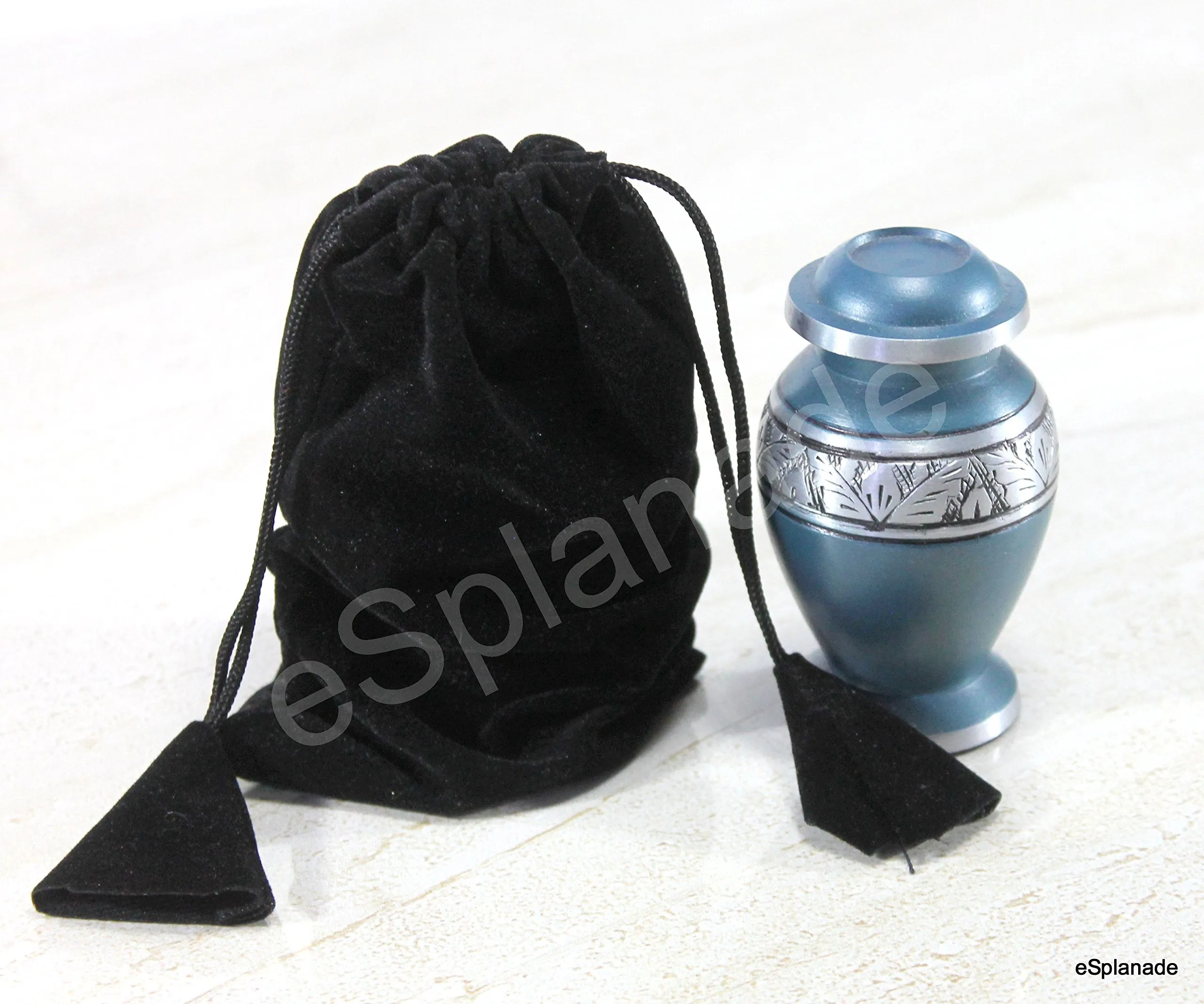 Esplanade Metal Mini Cremation Urn Navy Blue 3 Inch Keepsake