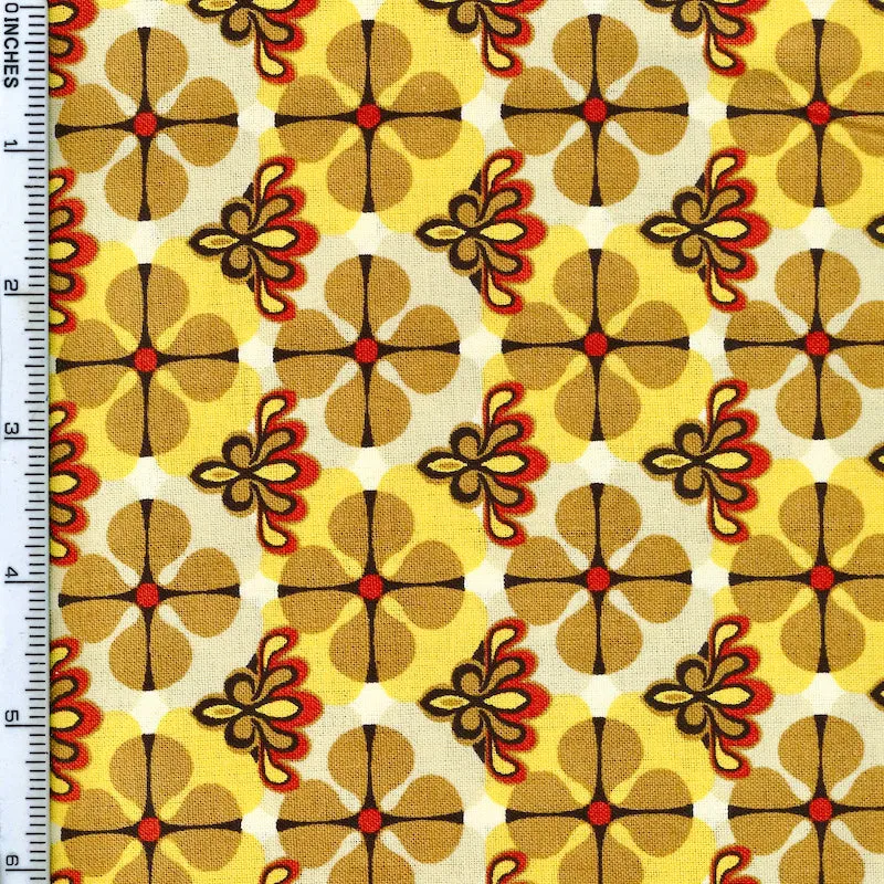 Fabric Editions Armenia Floral on Yellow Checks Cotton Prints