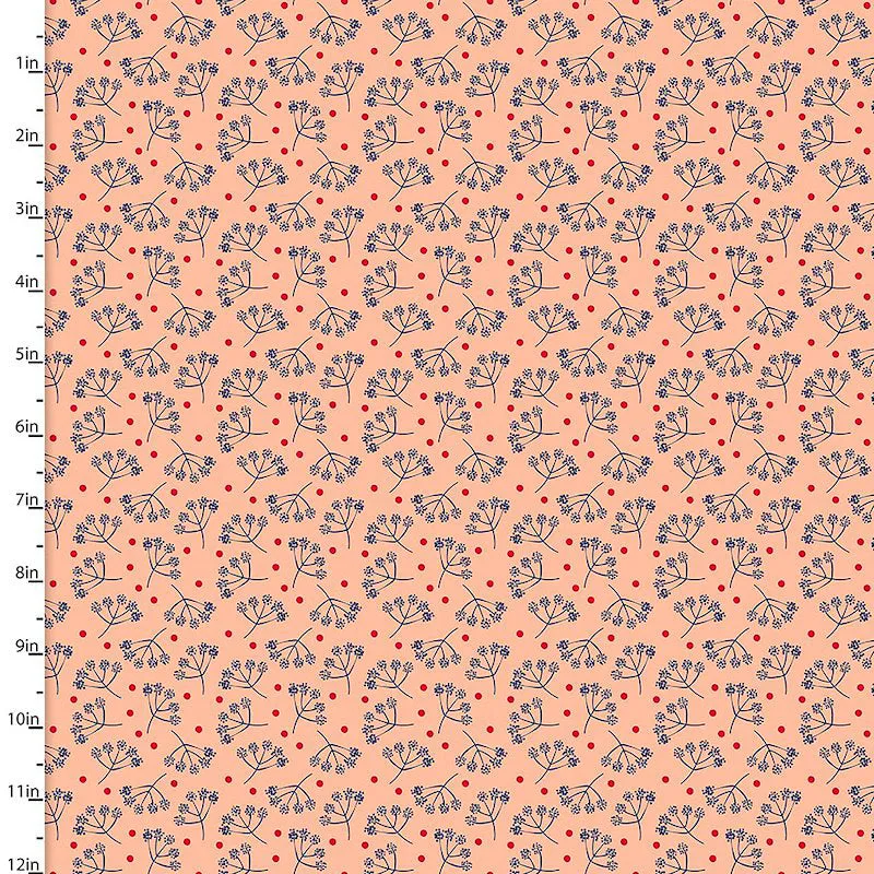 Fabric Editions Madison Floral & Dots on Coral Cotton Prints