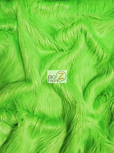 Faux Fake Fur Solid Gorilla Animal Long Pile Fabric / Lime / Ecoshag 15 Yard Bolt