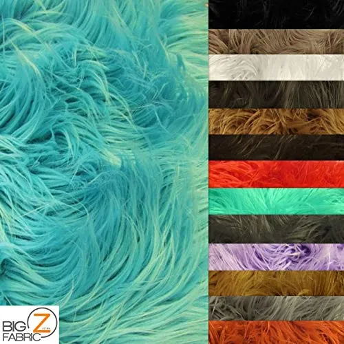 Faux Fake Fur Solid Mongolian Long Pile Fabric / Turquoise / Ecoshag 15 Yard Bolt