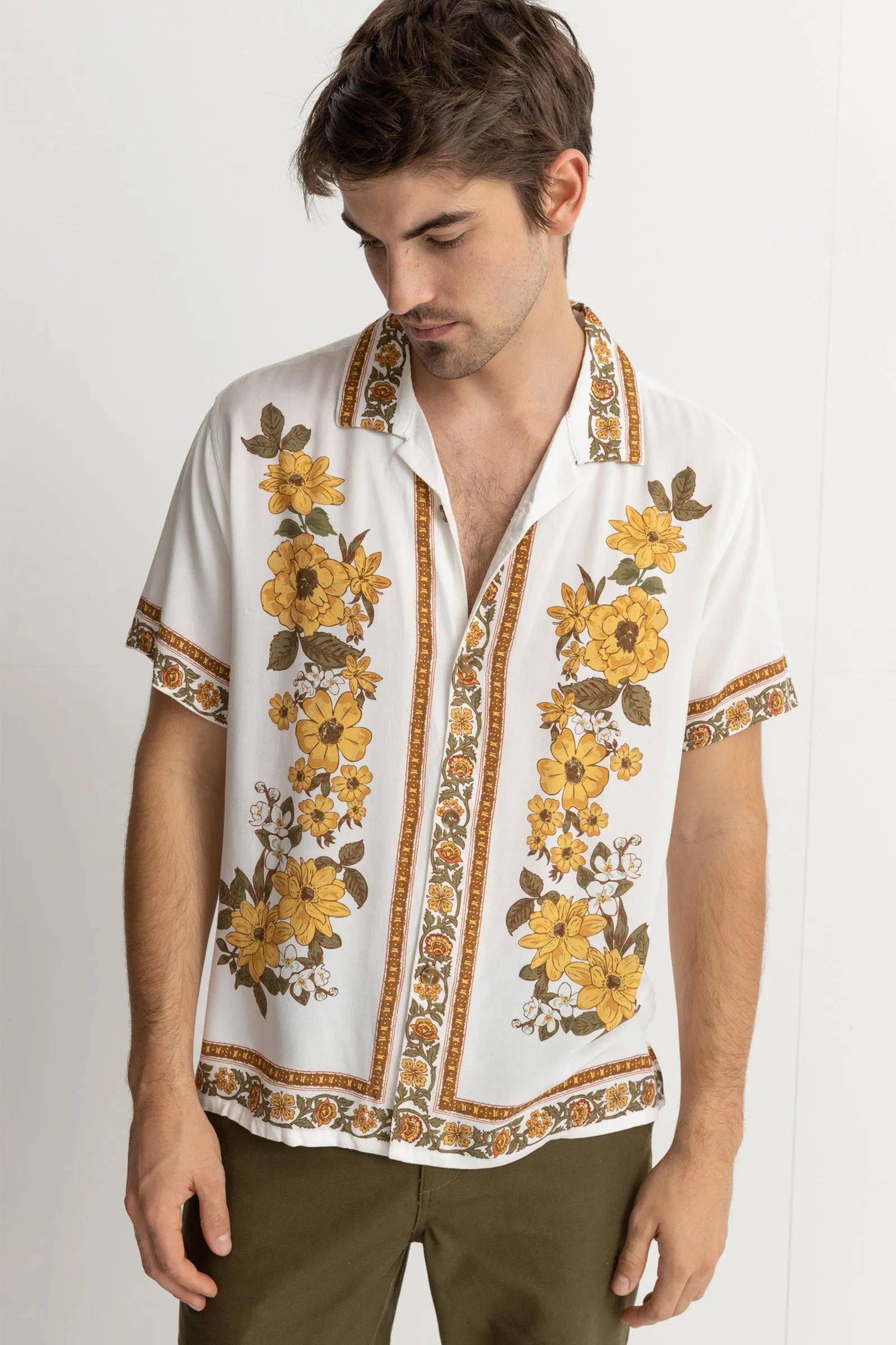 Floral Cuban SS Shirt Natural