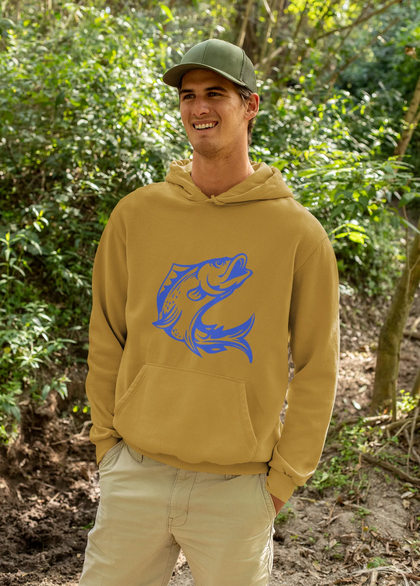 Fly fishing fleece pullover hoodie