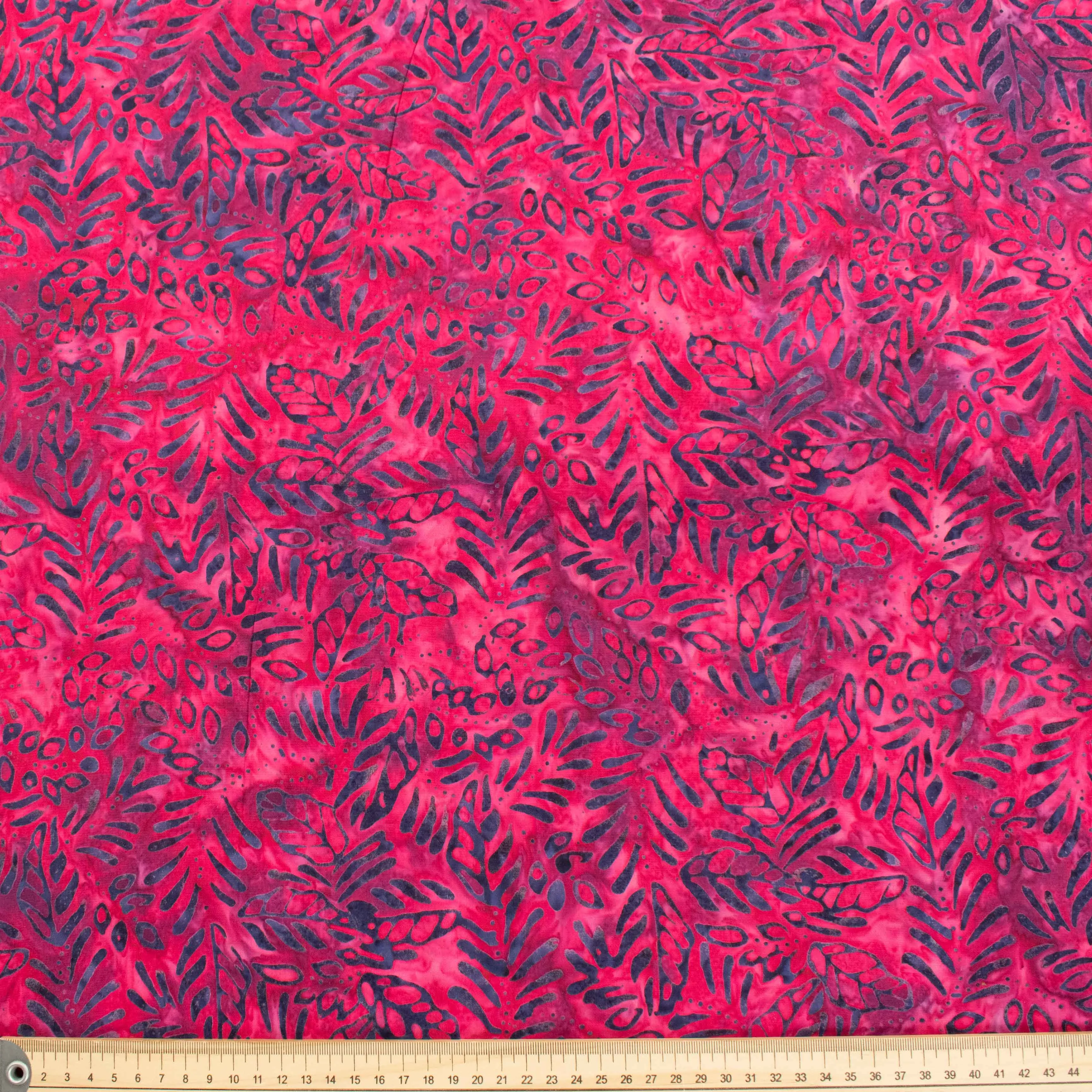 Handmade Batik Fabric-8 Leaf on Pink Cotton Prints