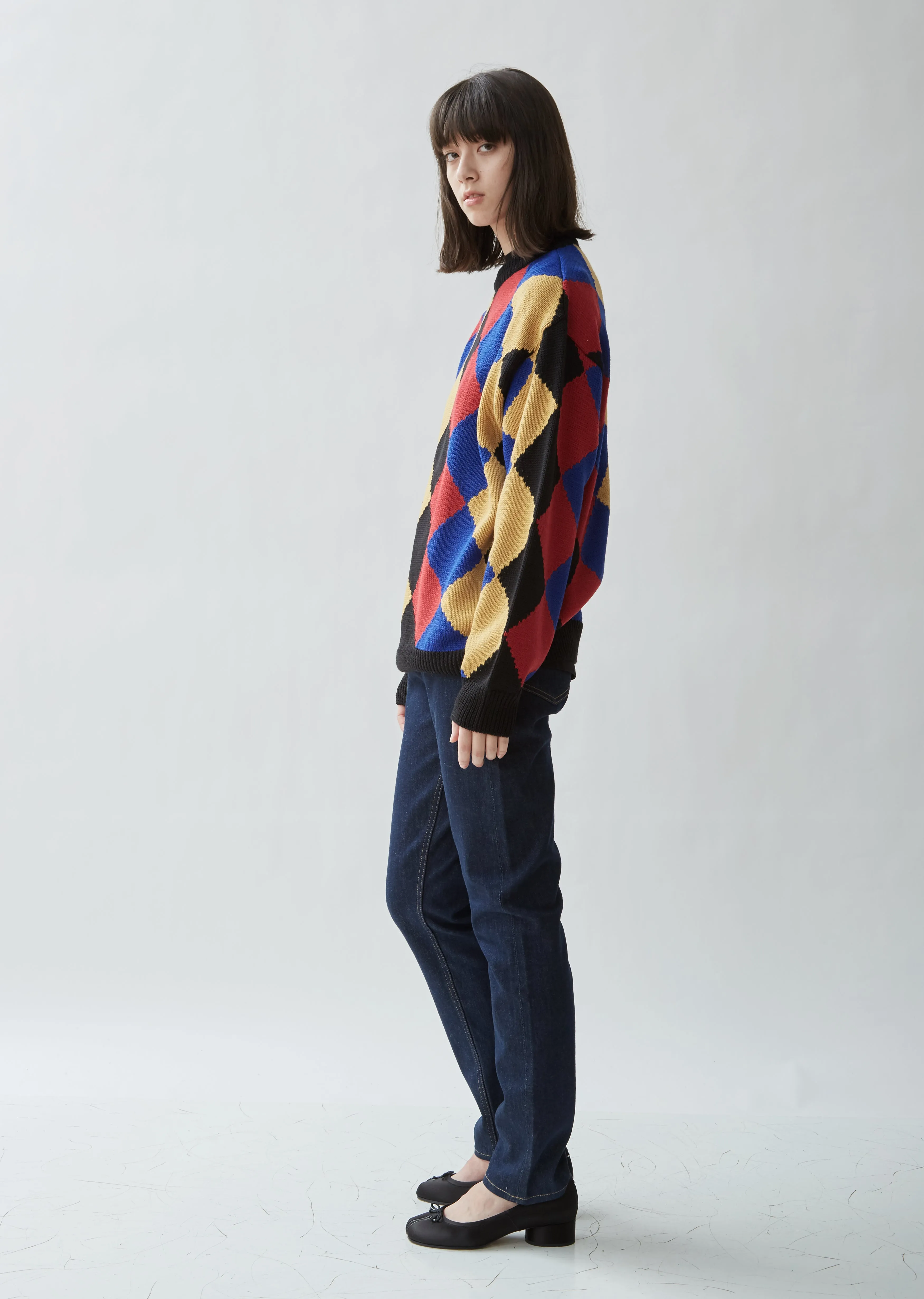 Harlequin Intarsia Knit Jumper