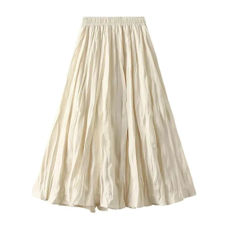 High-Waisted Elastic Pleated Skirt