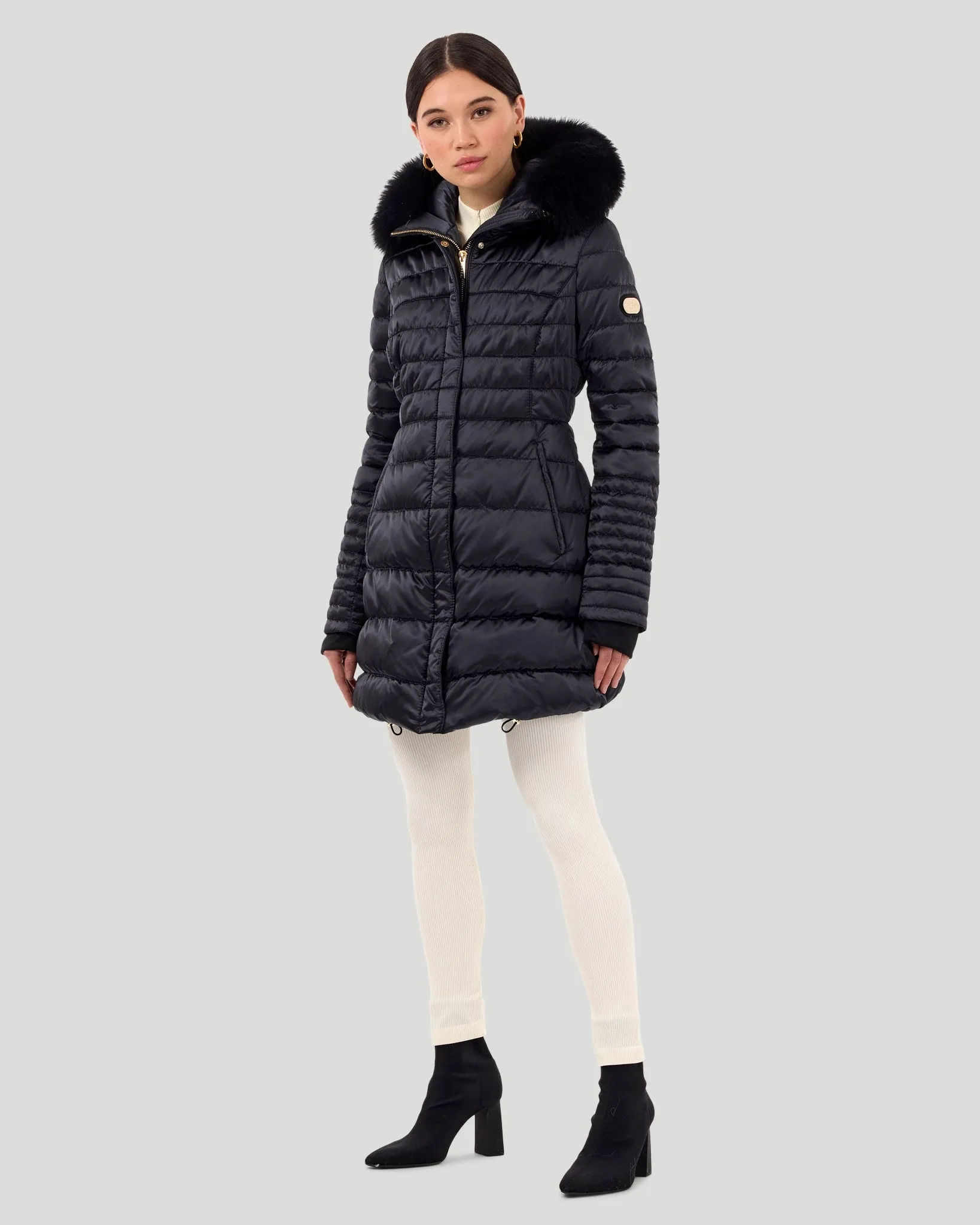 Horizontal Après-Ski Jacket with Detachable Toscana Shearling Lamb Hood Trim