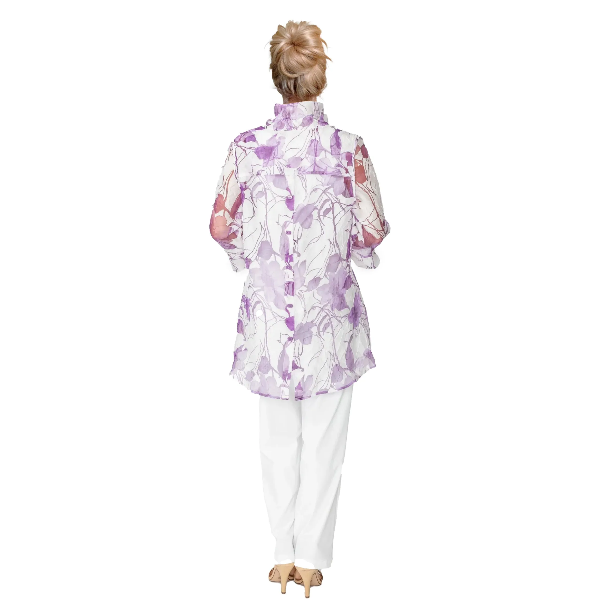 IC Collection Effortless Elegance Sheer Floral Blouse in Purple - 2277J-PPL