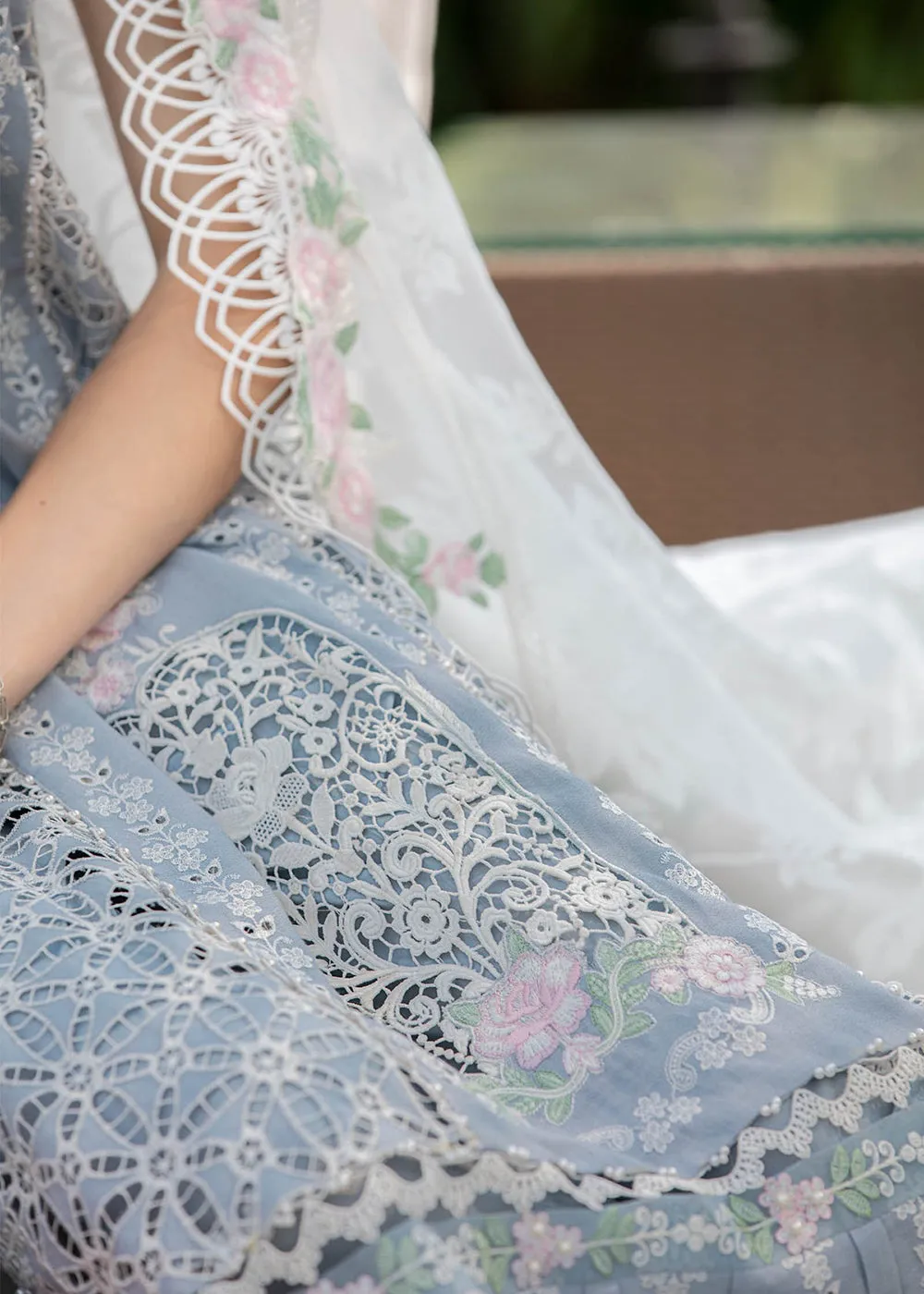 Ice Blue Embroidered Suit - Maria B Lawn Eid Collection 2023 - EL-23-10