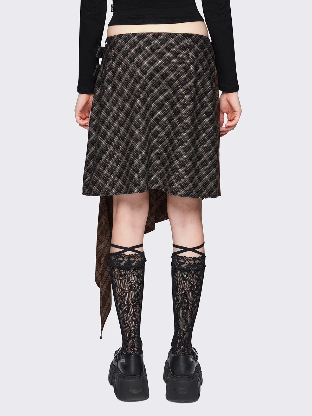 Kya Plaid Asymmetric Skirt