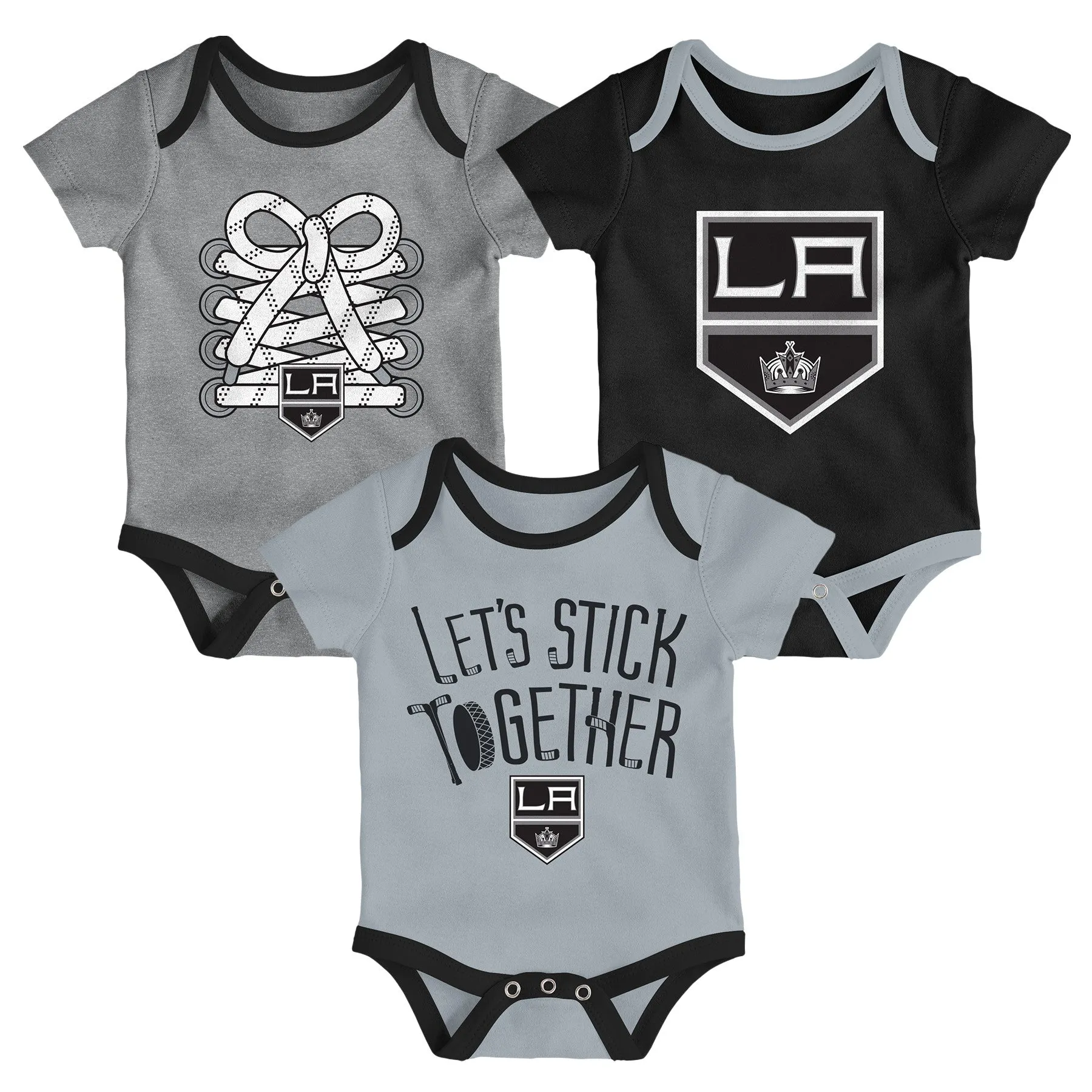 LA Kings Let's Stick Together 3-Pack Bodysuit Set