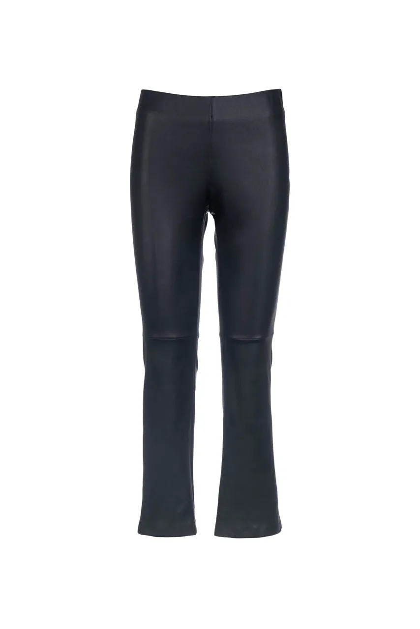 Leather Kick Flare Pant - Navy