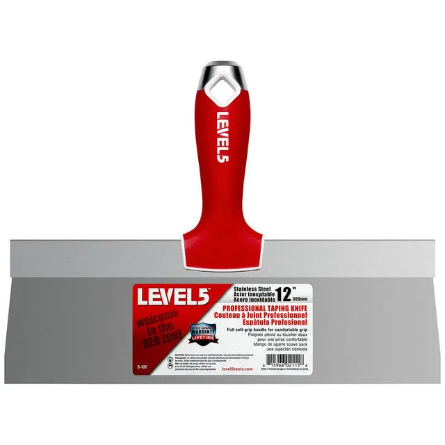 Level5 12" Stainless Steel Taping Knife W/ Soft Grip Handle