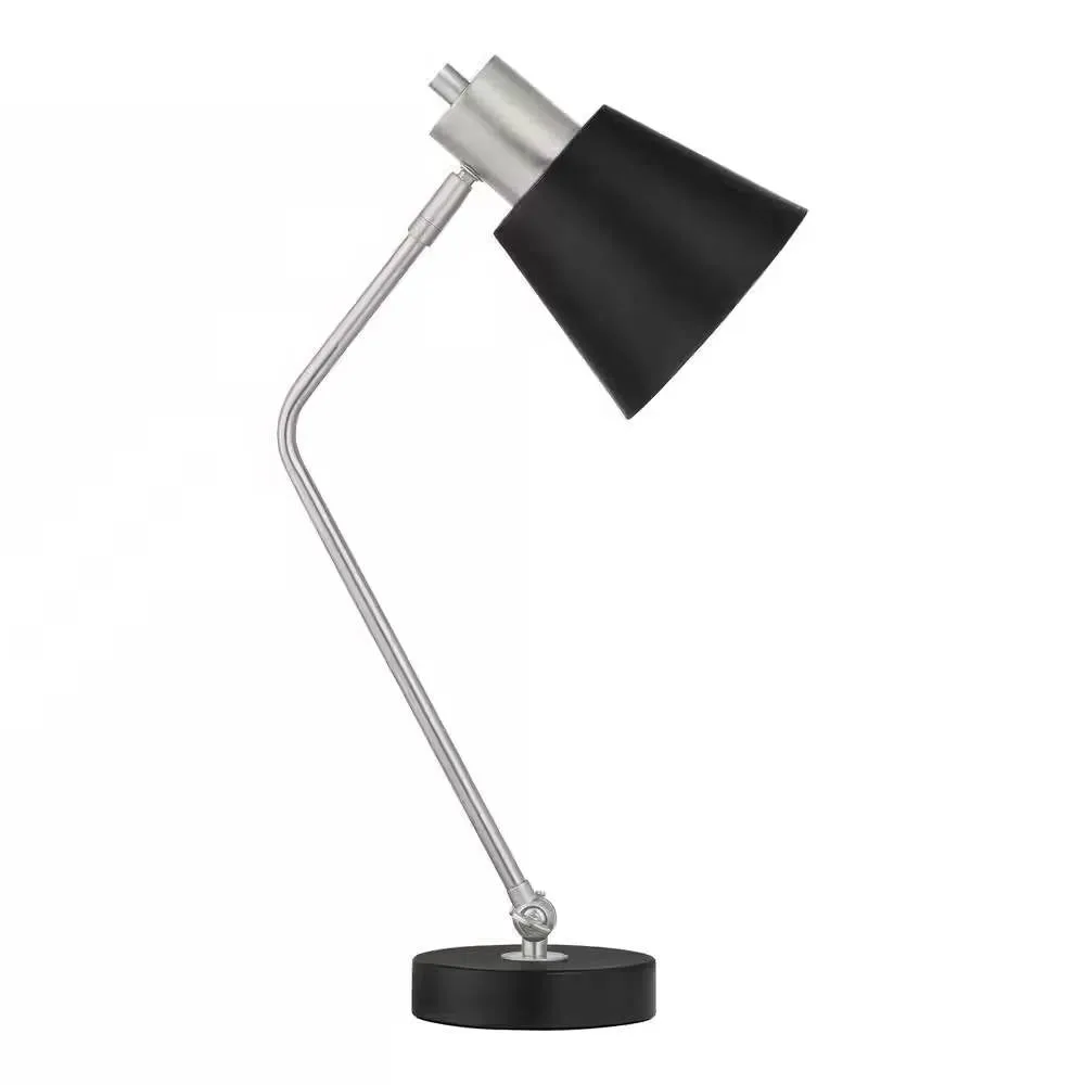 Metal Desk Lamp with Black Shade and Adjustable Tilt