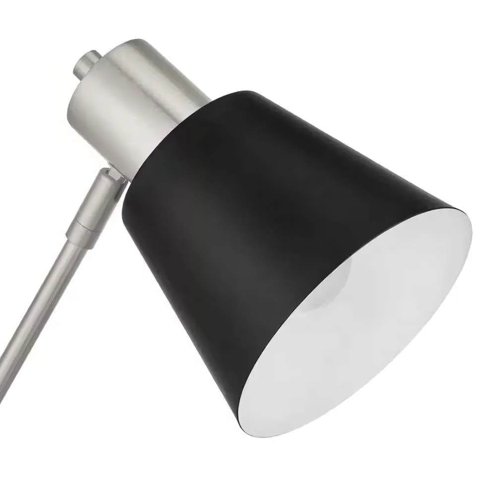 Metal Desk Lamp with Black Shade and Adjustable Tilt