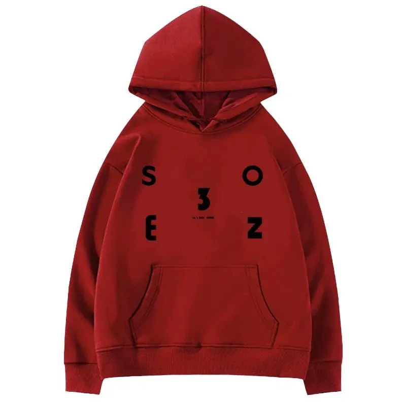 Metaversmall Simple Letter Printing Casual Women Hoodies Solid Color Hooded Drawstring Loose Chic Pocket Fashion Winter Female Hoodies