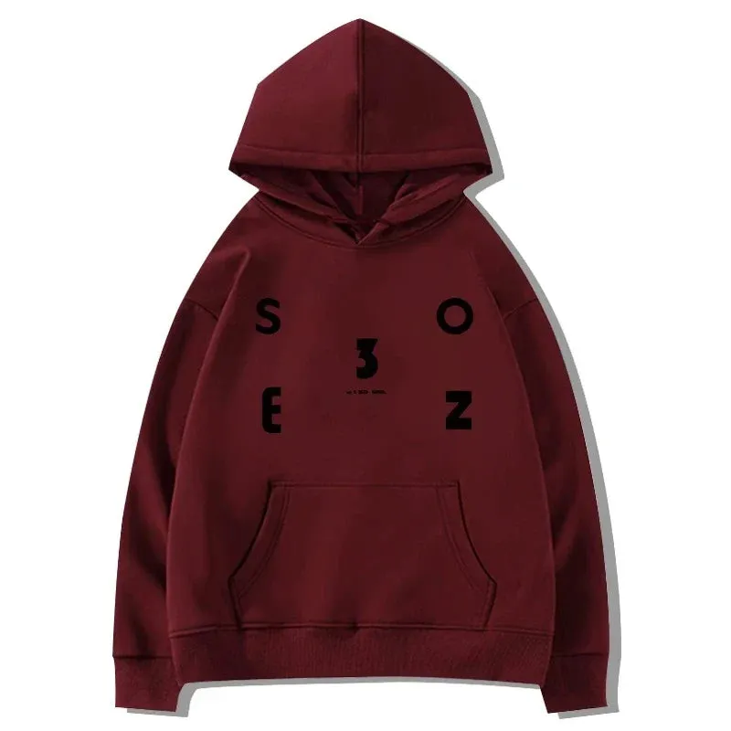 Metaversmall Simple Letter Printing Casual Women Hoodies Solid Color Hooded Drawstring Loose Chic Pocket Fashion Winter Female Hoodies