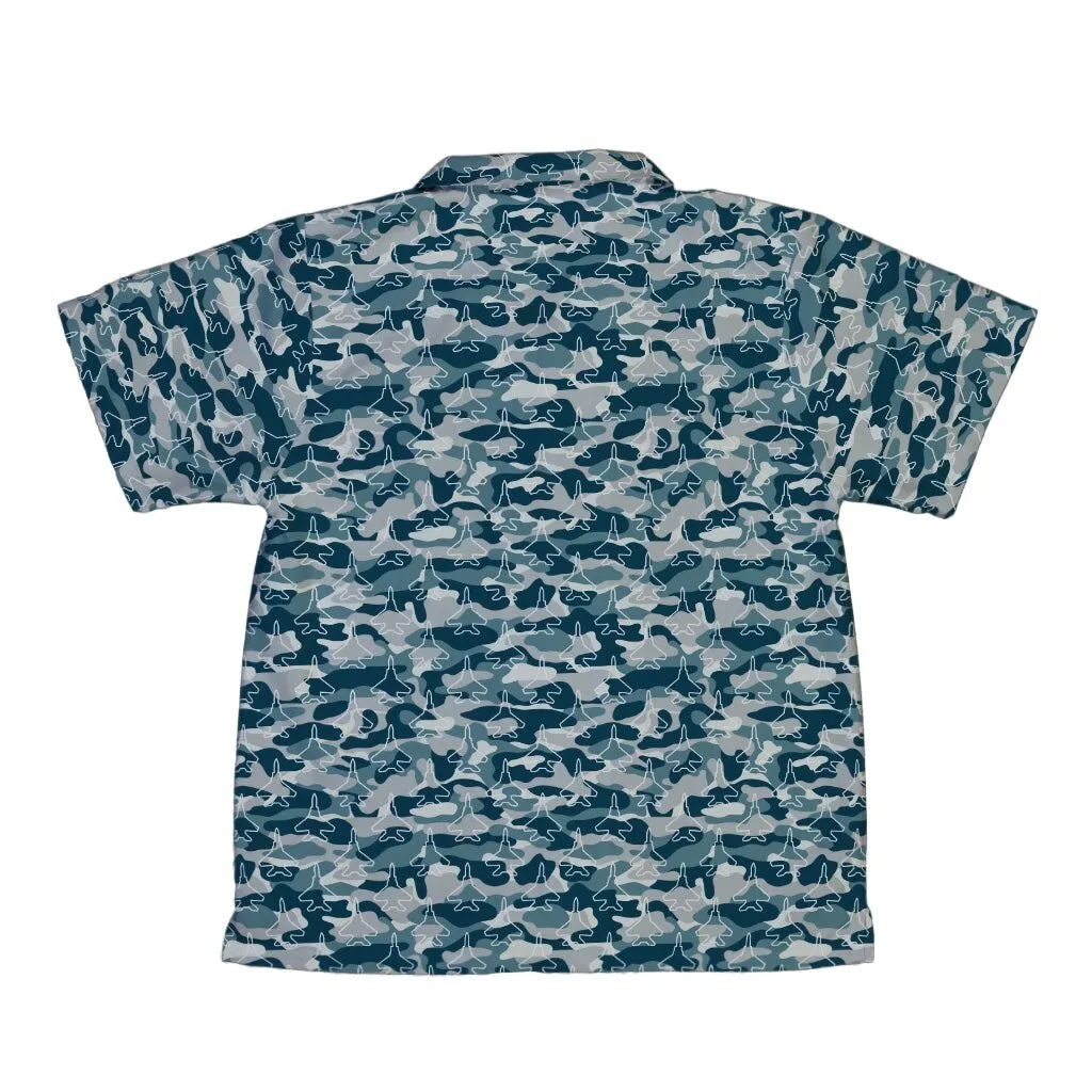 Military Fighter Jet Navy Camo Blue Youth Hawaiian Shirt