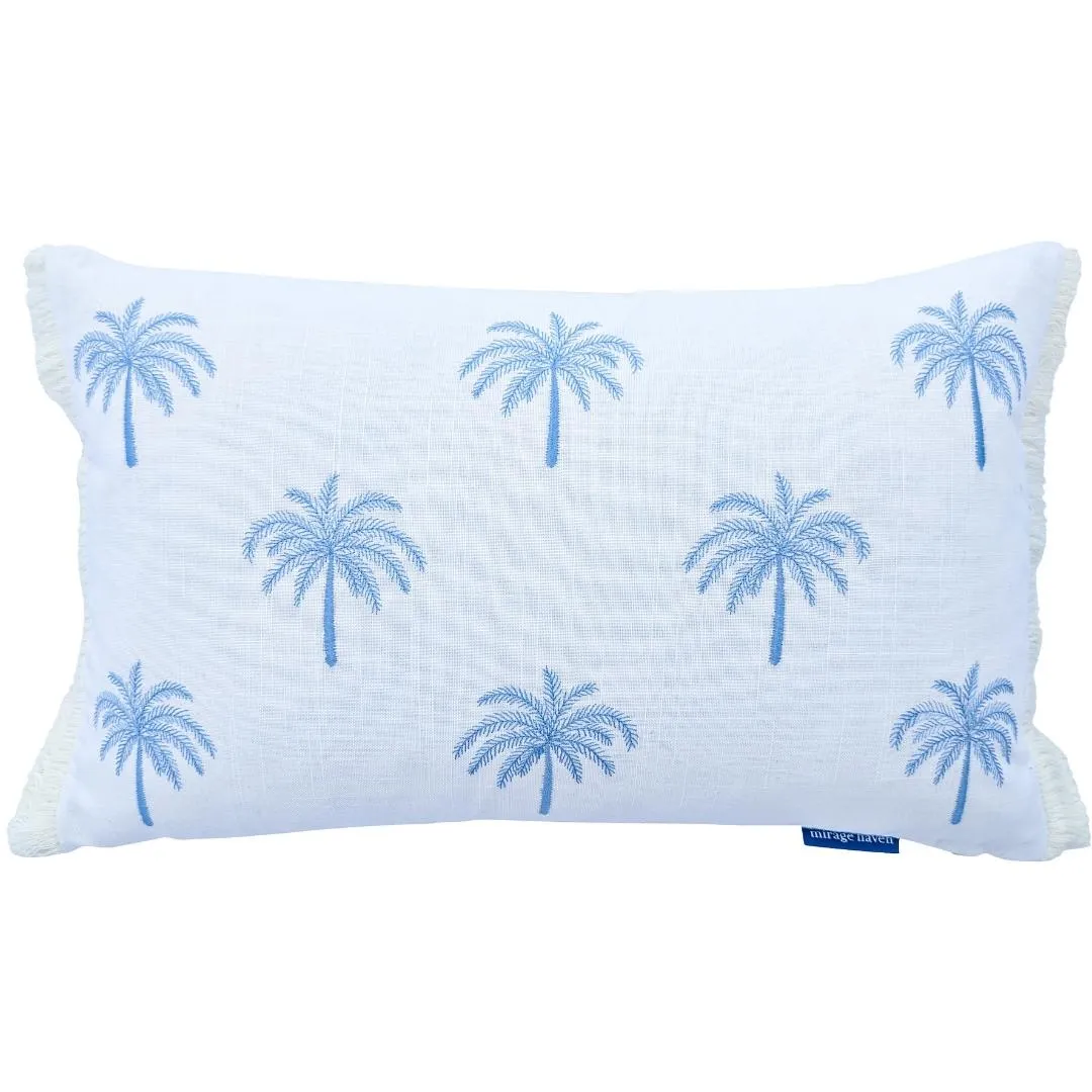 Mirage Haven Bay Palm Tree Light Blue 30x50cm Cushion Cover