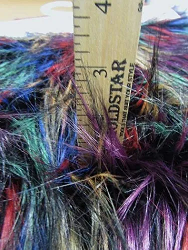 Multi #3 Fireworks Shaggy Long Pile Faux Fur Fabric / Sold By The Yard