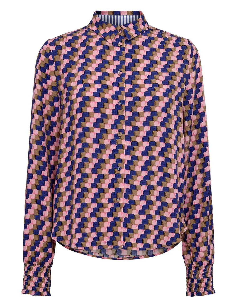 Numph Nuisla Pink Geometric Print Shirt