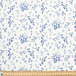 Petite Studio Blue Collection #10 Blue Small Leaves on White Cotton Prints