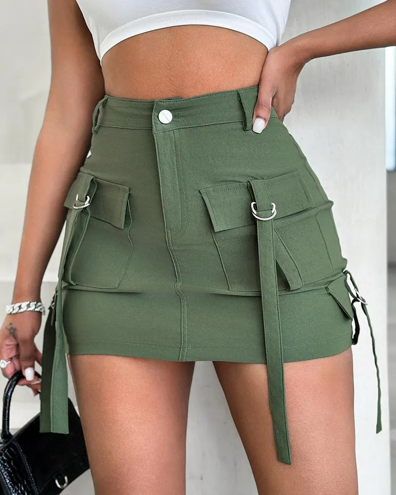 Pocket Design Casual Cargo Skirt