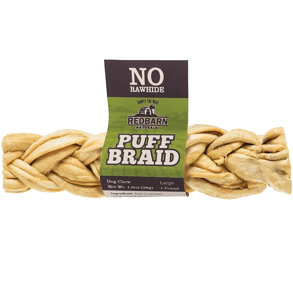 Redbarn Puff Braid Rawhide Alternative Dog Treat