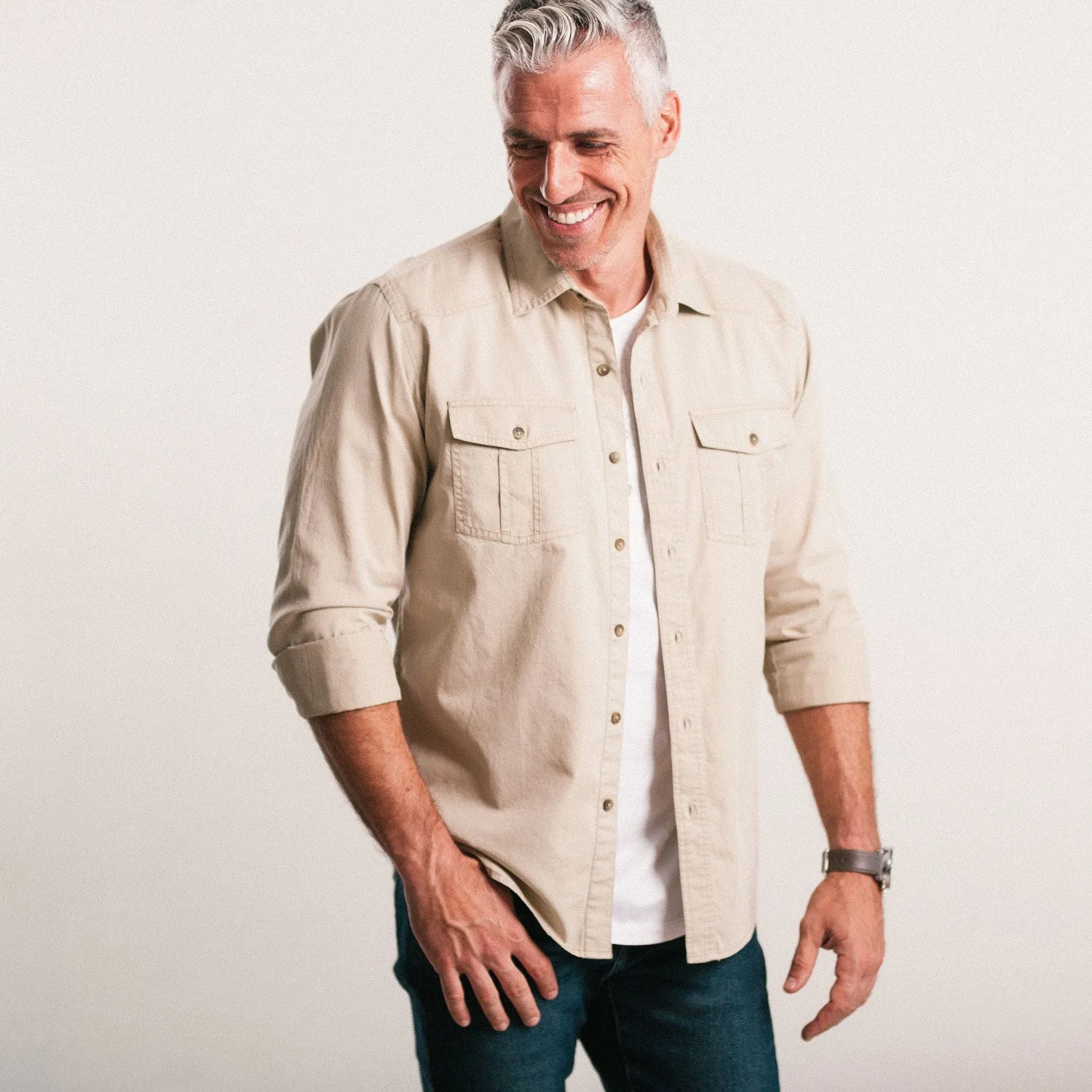 Shepherd Western Shirt – Desert Stone Cotton Twill